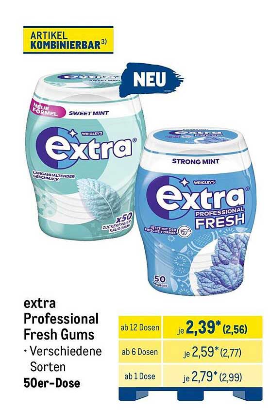 extra Professional Fresh Gums • Verschiedene Sorten 50er-Dose