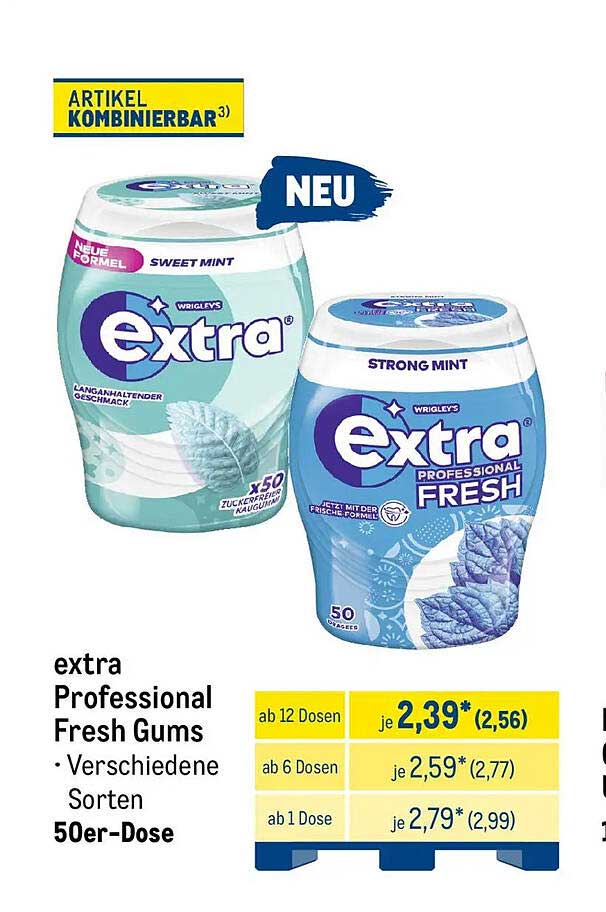 extra Professional Fresh Gums - Verschiedene Sorten 50er-Dose