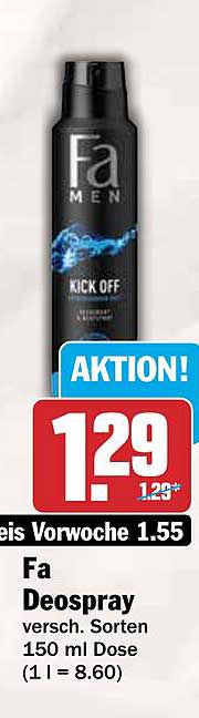 Fa Deospray versc. Sorten 150 ml Dose (1 l = 8.60)