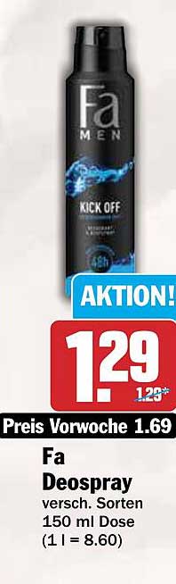 Fa Deospray versch. Sorten 150 ml Dose (1 l = 8.60)