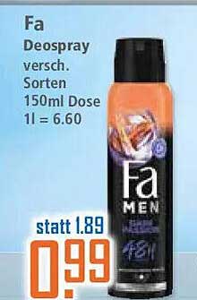 Fa Deospray versch. Sorten 150ml Dose 1l = 6.60