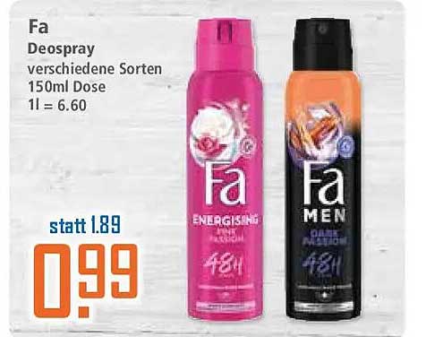Fa Deospray verschiedene Sorten 150ml Dose 1l = 6.60