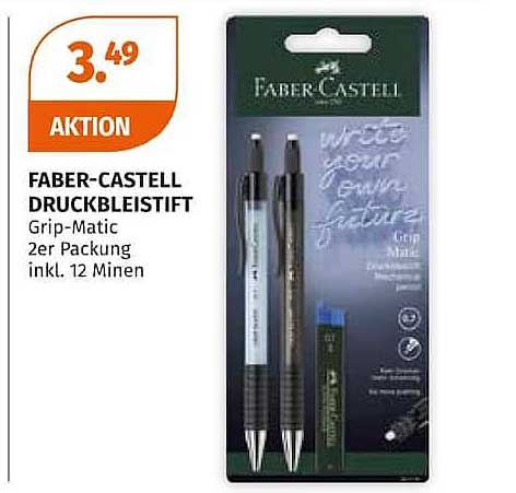 FABER-CASTELL DRUCKBLEISTIFT Grip-Matic 2er Packung inkl. 12 Minen