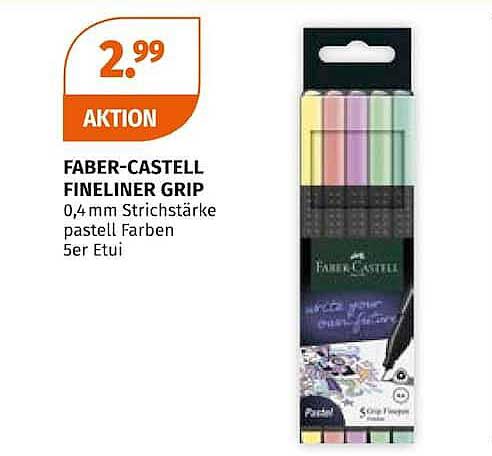 FABER-CASTELL FINELINER GRIP 0,4 mm Strichstärke pastell Farben 5er Etui