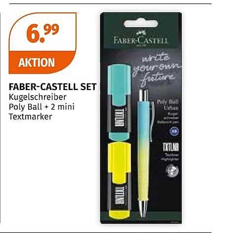 FABER-CASTELL SET Kugelschreiber Poly Ball + 2 mini Textmarker