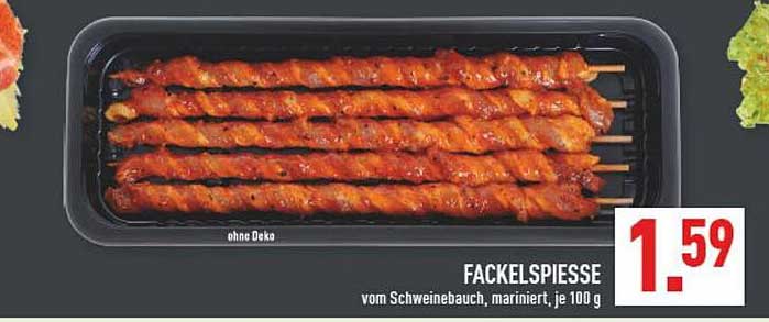 FACKELSPIESSE vom Schweinebauch, mariniert, je 100 g