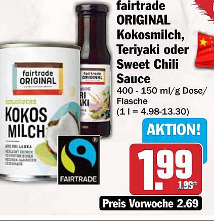 fairtrade ORIGINAL Kokosmilch, Teriyaki oder Sweet Chili Sauce