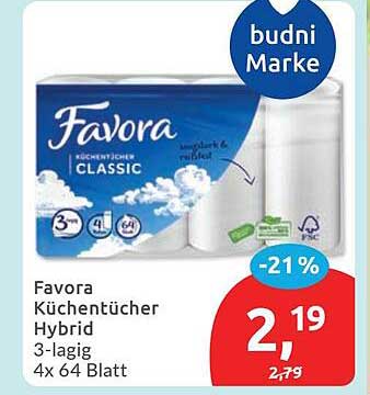 Favora Küchentücher Hybrid 3-lagig 4x 64 Blatt