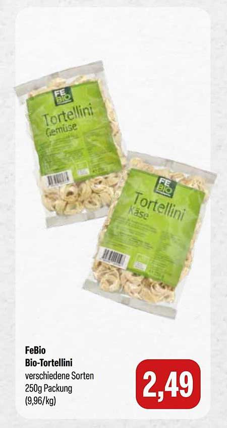 FeBio Bio-Tortellini verschiedene Sorten 250g Packung (9,96/kg)