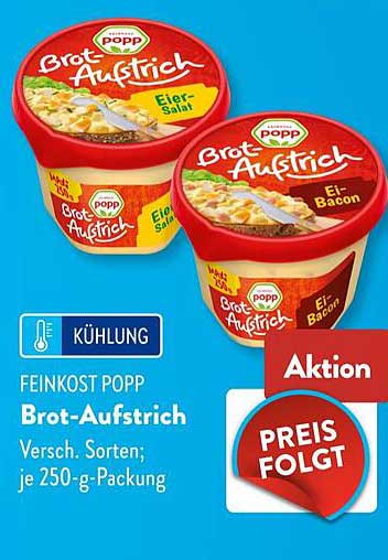 Feinkost Popp Brot-Aufstrich, Versch. Sorten, je 250-g-Packung