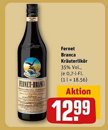 Fernet Branca Kräuterlikör 35% Vol., je 0,7-l-Fl. (1 l = 18.56)