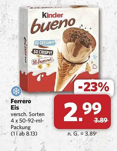 Ferrero Eis versch. Sorten 4 x 50-92-ml-Packung (1 l ab 8.13)