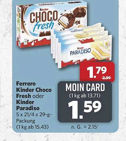 Ferrero Kinder Choco Fresh oder Kinder Paradiso