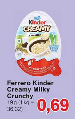 Ferrero Kinder Creamy Milky Crunchy 19g (1 kg = 36,32)