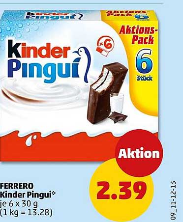 FERRERO Kinder Pingui* je 6 x 30 g (1 kg = 13.28)
