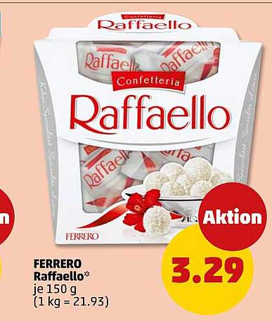 FERRERO Raffaello* je 150 g (1 kg = 21.93)