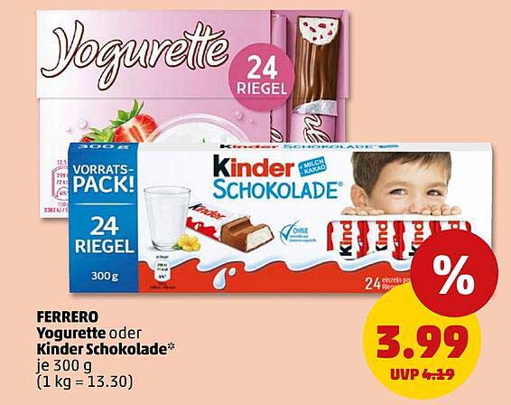 FERRERO Yogurette oder Kinder Schokolade* je 300 g