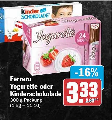 Ferrero Yogurette oder Kinderschokolade