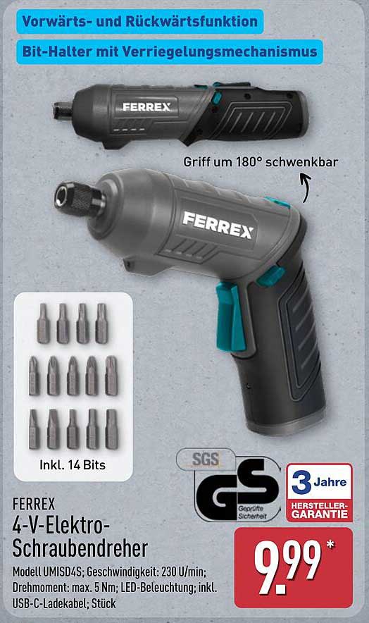 FERREX 4-V-Elektro-Schraubendreher