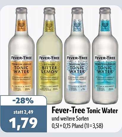 Fever-Tree Tonic Water und weitere Sorten 0,5 l + 0,15 Pfand (1l=3,58)
