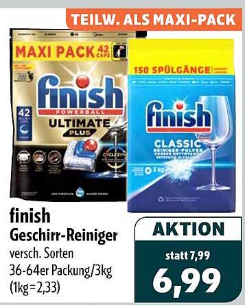 finish Geschirr-Reiniger versch. Sorten 36-64er Packung/3kg (1kg=2,33)