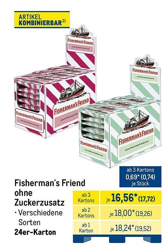 Fisherman’s Friend ohne Zuckerzusatz • Verschiedene Sorten • 24er-Karton