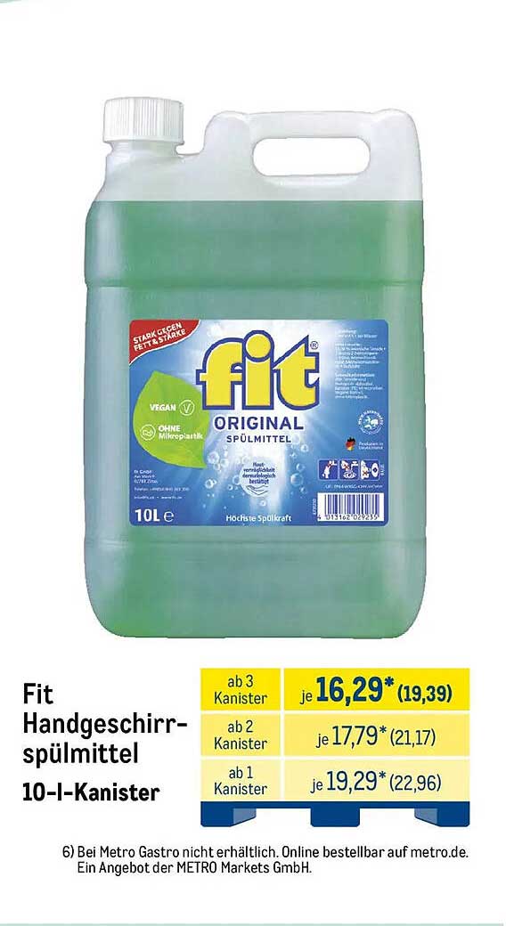Fit Handgeschirr-spülmittel 10-l-Kanister