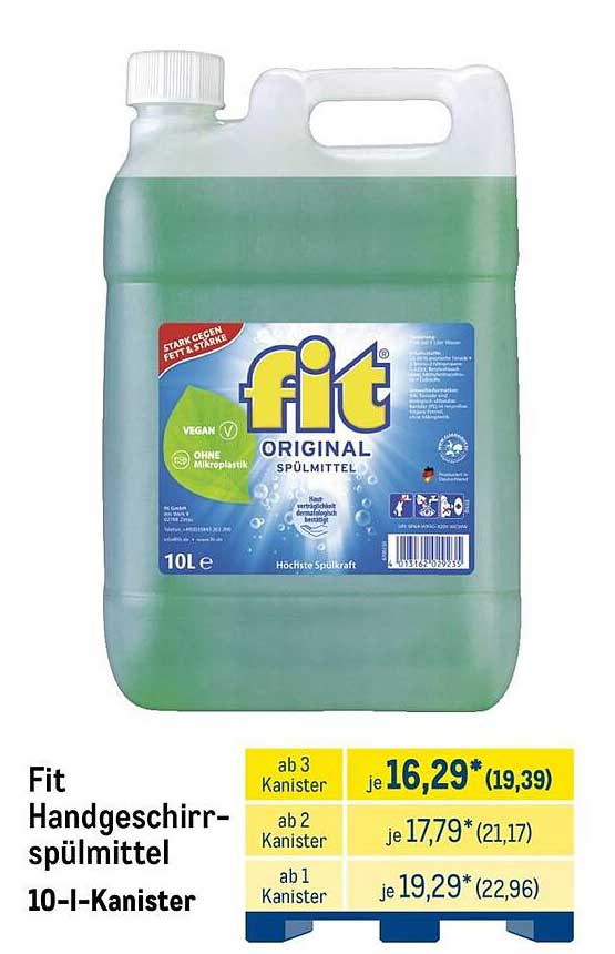 Fit Handgeschirrspülmittel 10-l-Kanister