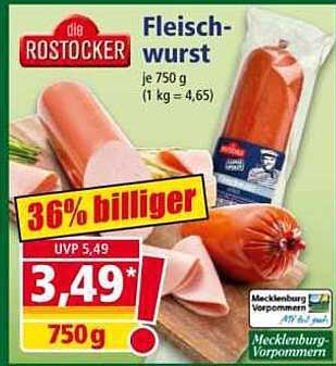 Fleischwurst je 750 g (1 kg = 4,65)