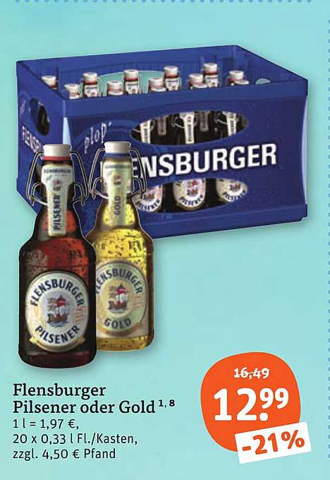 Flensburger Pilsener oder Gold¹·⁸