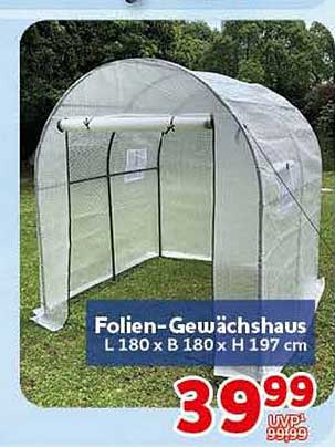Folien-Gewächshaus L 180 x B 180 x H 197 cm