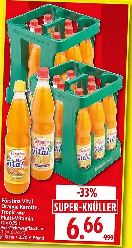 Förstina Vital Orange Karotte, Tropic oder Multi-Vitamin 12 x 0,75 l PET-Mehrwegflaschen