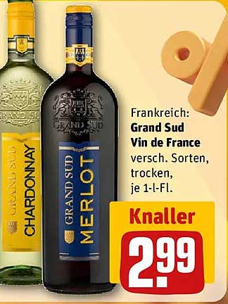 Frankreich: Grand Sud Vin de France versch. Sorten, trocken, je 1-l-Fl. Knaller