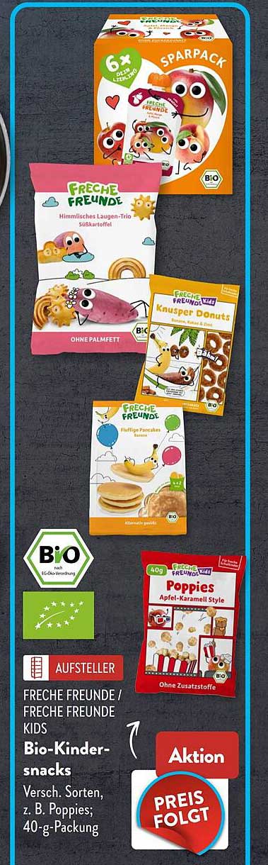 FRECHE FREUNDE / FRECHE FREUNDE KIDS Bio-Kindersnacks Versch. Sorten, z. B. Poppies, 40-g-Packung