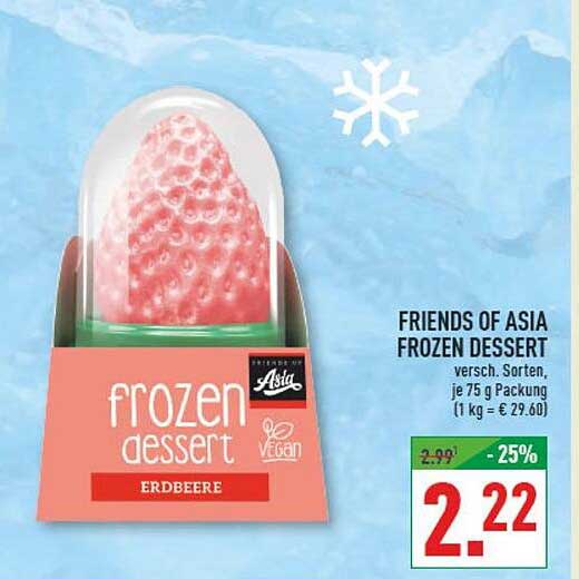 FRIENDS OF ASIA FROZEN DESSERT versch. Sorten, je 75 g Packung (1 kg = € 29,60)