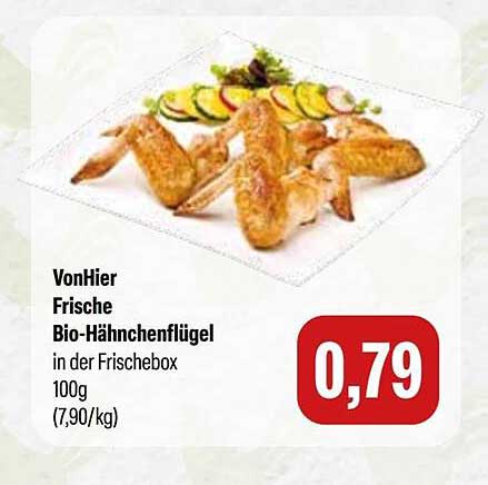 Frische Bio-Hähnchenflügel in der Frischebox 100g (7,90/kg)