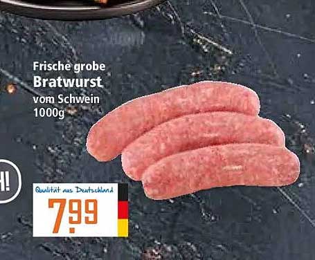 Frische grobe Bratwurst vom Schwein 1000g
