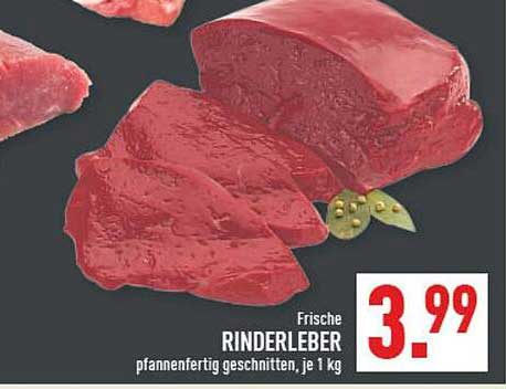 Frische RINDERLEBER pfannenfertig geschnitten, je 1 kg