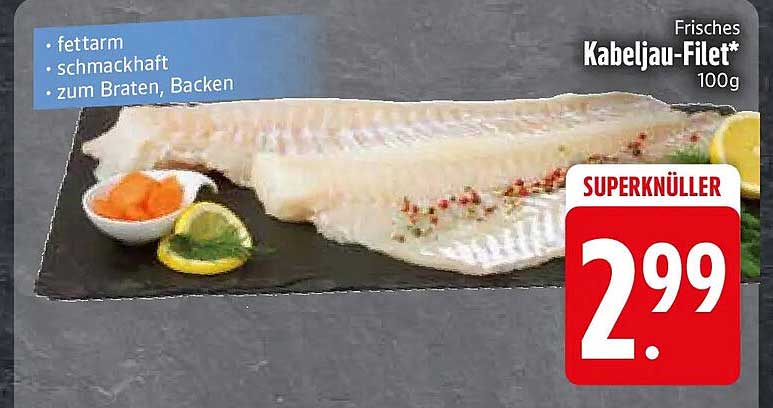 Frisches Kabeljau-Filet* 100g