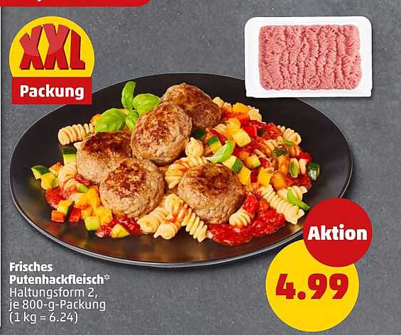 Frisches Putenhackfleisch* Halaltagform 2, je 800-g-Packung (1 kg = 6.24)
