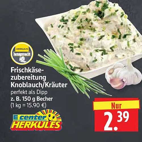Frischkäse-zubereitung Knoblauch/Kräuter