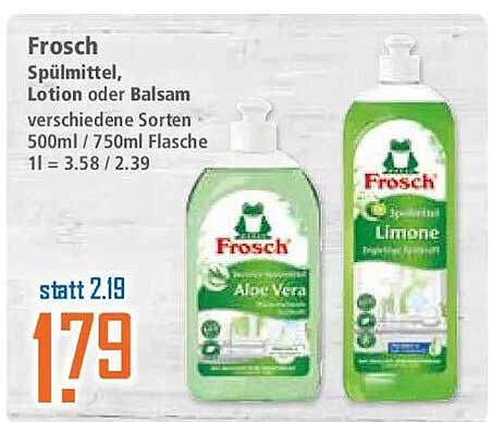 Frosch Spülmittel, Lotion oder Balsam verschiedene Sorten 500ml / 750ml Flasche 1l = 3.58 / 2.39