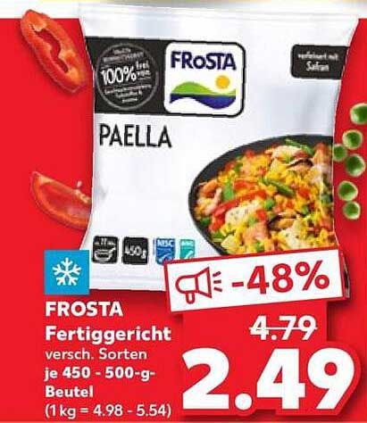 FROSTA Fertiggericht verschied. Sorten je 450 - 500-g-Beutel (1 kg = 4,98 - 5,54)