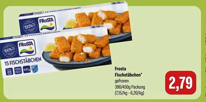 Frosta Fischstäbchen* gefroren 390/450g Packung (7,15/kg - 6,20/kg)