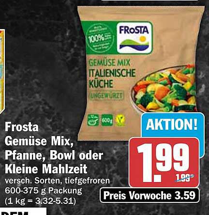 Frosta Gemüse Mix, Pfanne, Bowl oder Kleine Mahlzeit