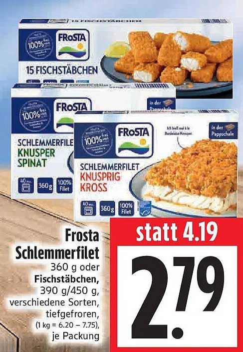 Frosta Schlemmerfilet 360 g oder Fischstäbchen, 390 g/450 g, verschiedene Sorten, tiefgefroren