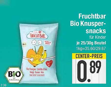 Fruchtbar Bio Knuspersnacks für Kinder je 25/30g Beutel 1kg=35.60/29.67