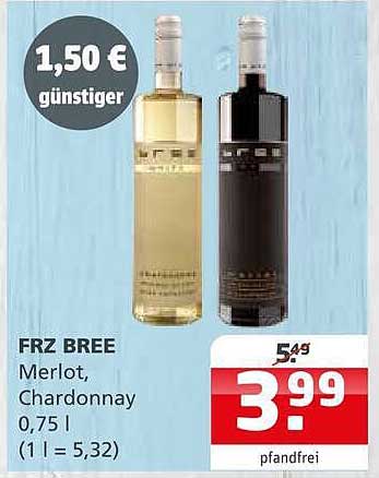 FRZ BREE Merlot, Chardonnay, 0,75 l (1 l = 5,32)