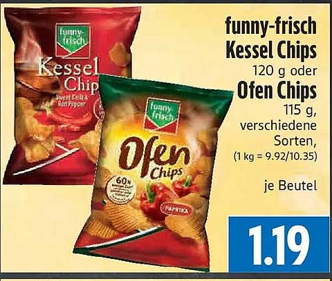 funny-frisch Kessel Chips 120 g oder Ofen Chips 115 g, verschiedene Sorten, je Beutel