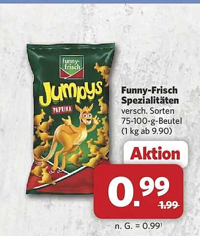 Funny-Frisch Spezialitäten versch. Sorten 75-100-g-Beutel (1 kg ab 9.90)